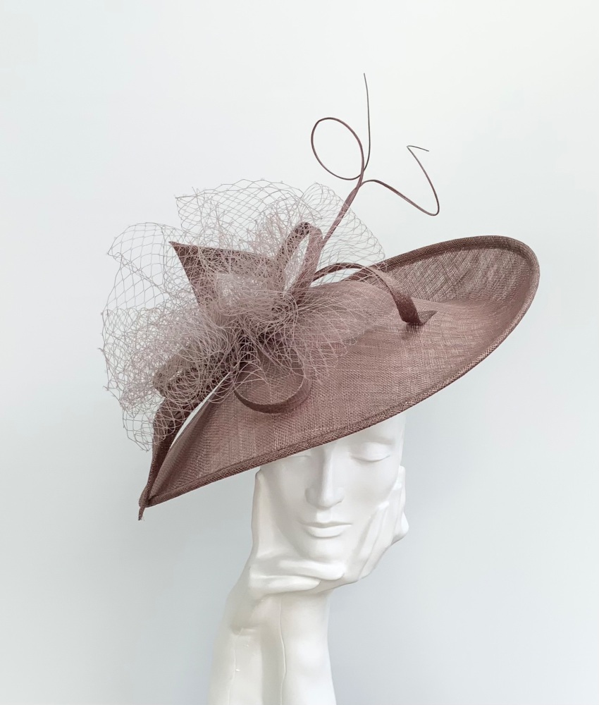 Milk Chocolate Brown Netted Cloud Hatinator Fascinator