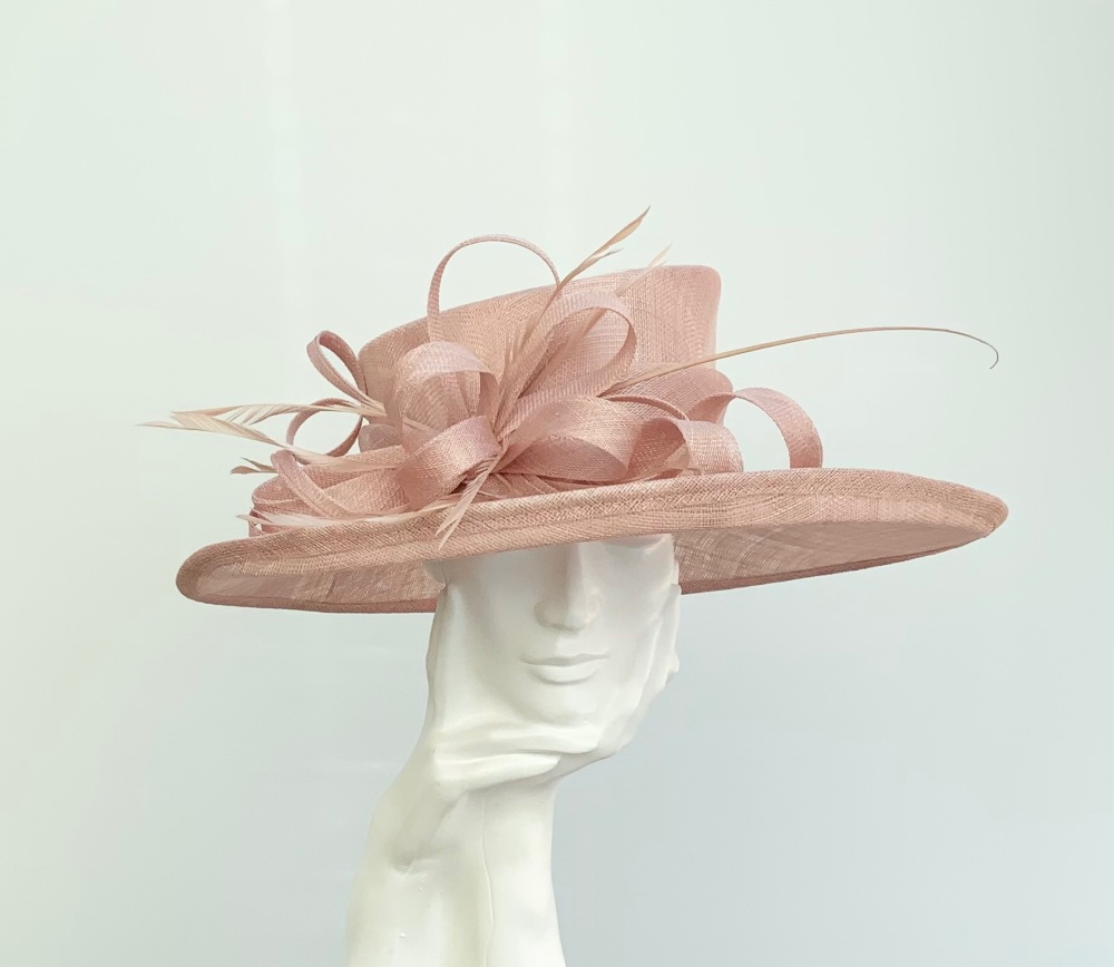 Blush Pink / Dusky Pink Large Wedding Occasion Hat