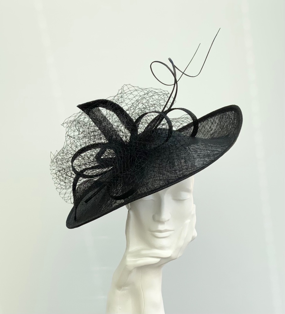 Black Netted Cloud Hatinator Fascinator