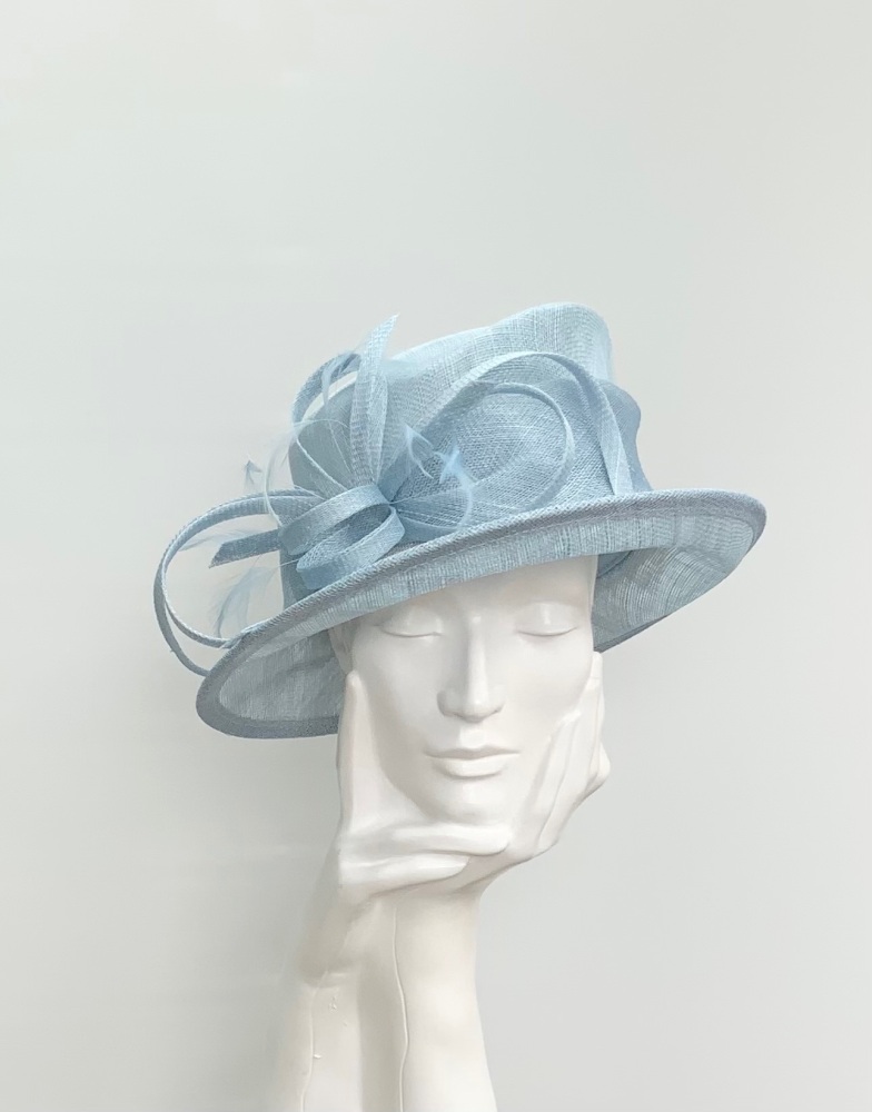 Pale Blue Short Brim Wedding Occasion Hat