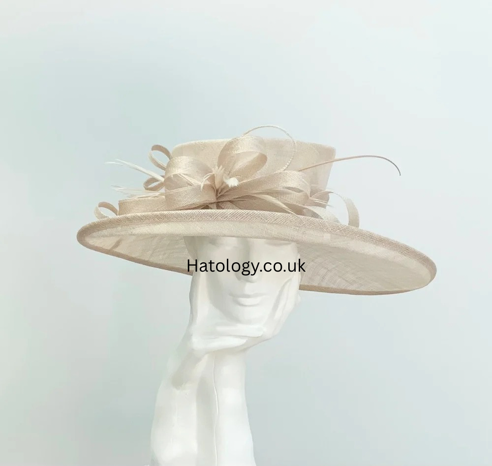 Pale Nude Beige Large Wedding Occasion Hat