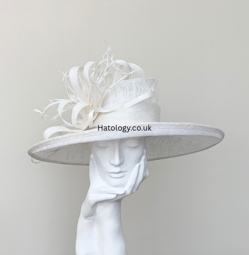 Off White Looped Large Wedding Occasion Hat