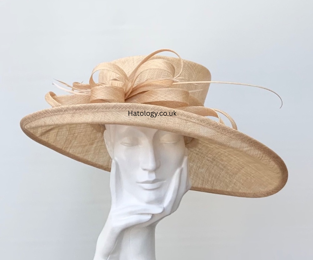 Pale Gold Large Wedding Occasion Hat