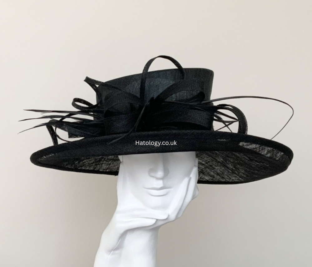 Black Large Wedding Occasion Hat