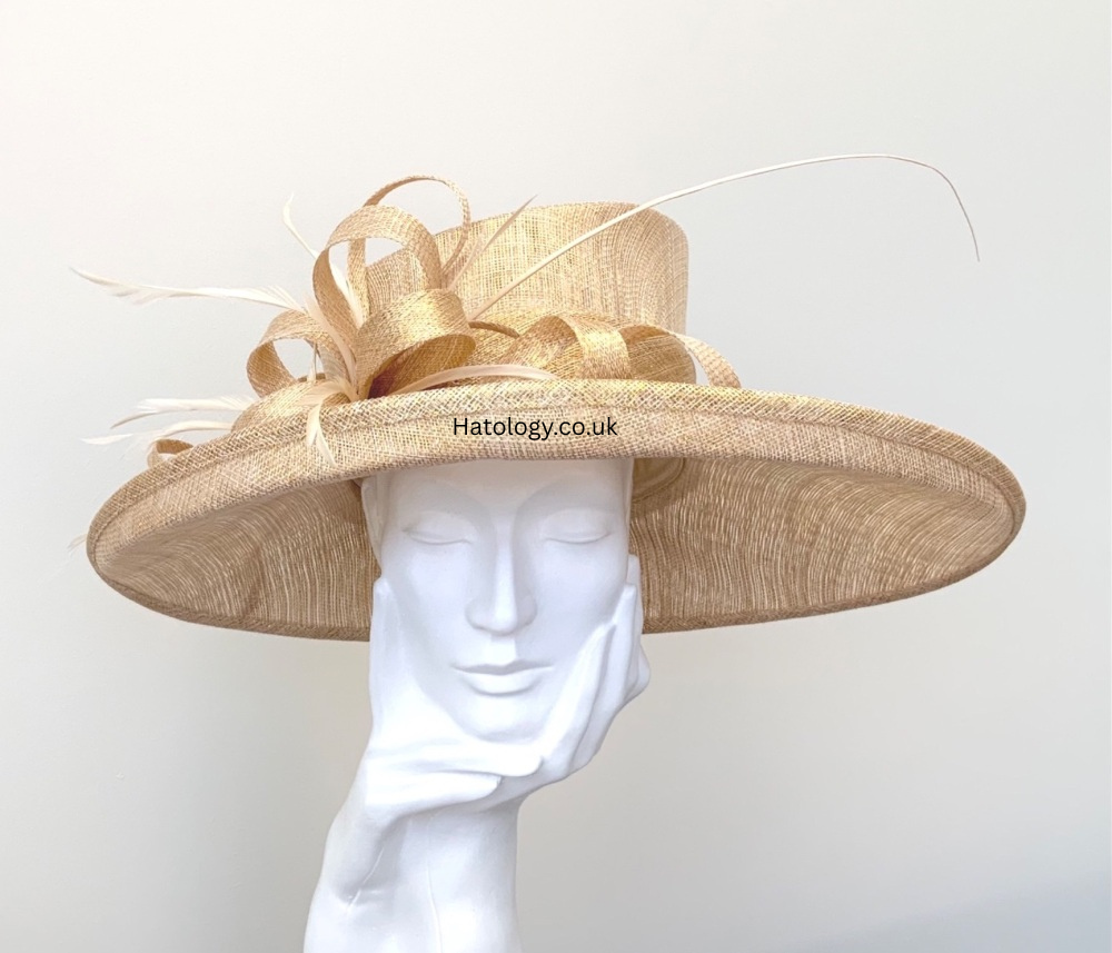 Metallic (Sparkly) Gold Large Wedding Occasion Hat
