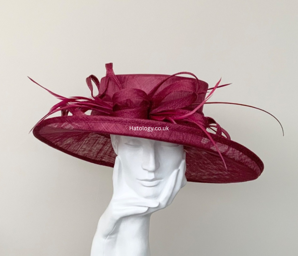 Burgundy Large Wedding Occasion Hat