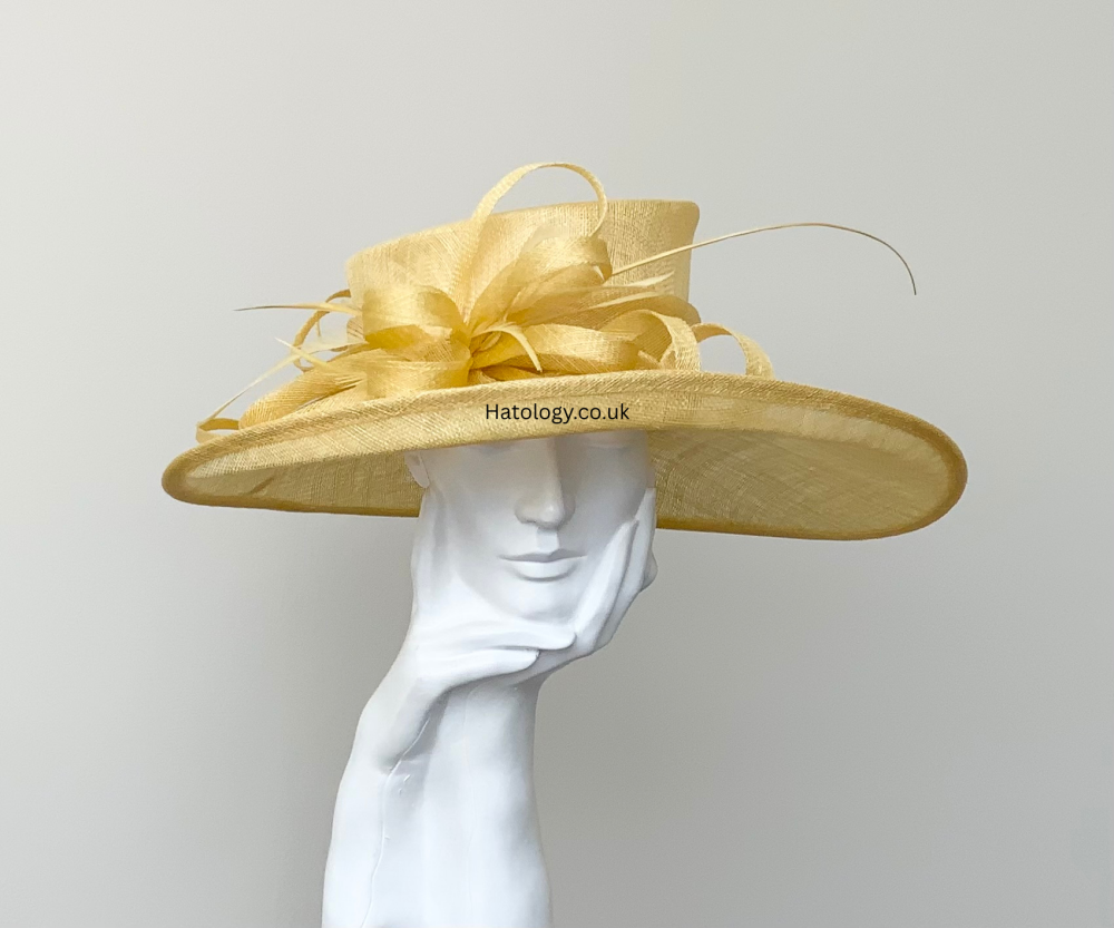Pale Yellow Large Wedding Occasion Hat