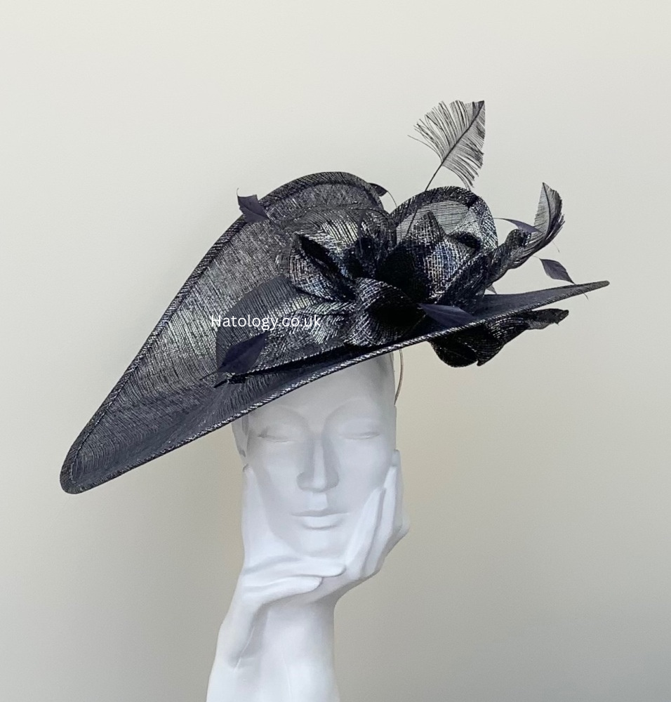Metallic (Sparkly) Navy Large Saucer Hatinator Hat