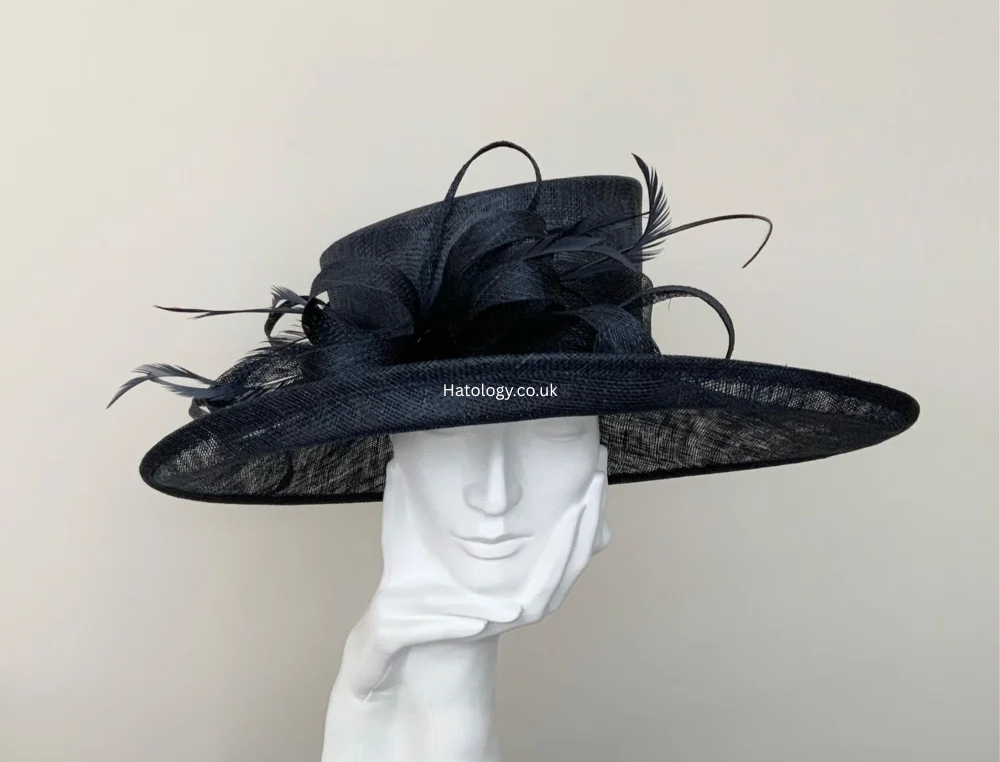 Dark Navy Blue Large Wedding Occasion Hat