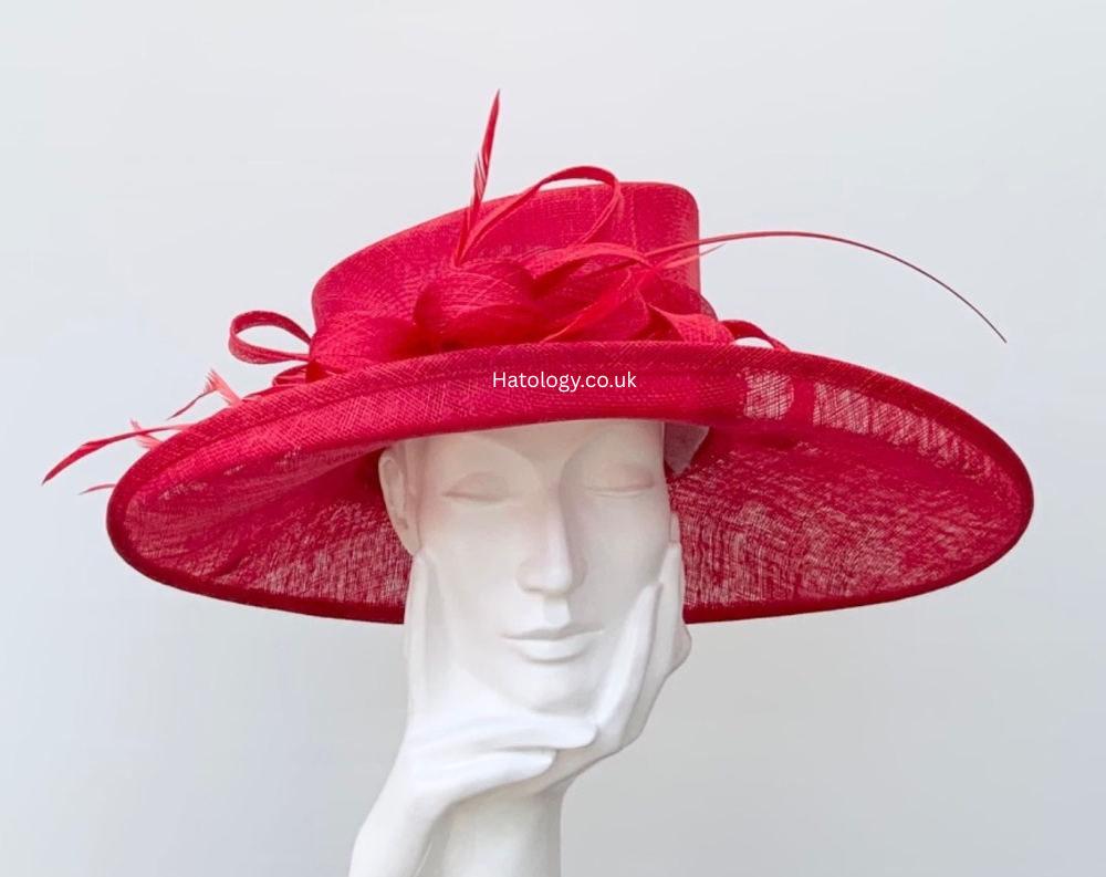 Poppy Red / Bright Red Large Wedding Occasion Hat