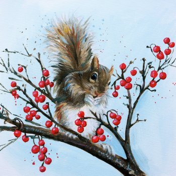 Squirrel and Berries- Original Painting