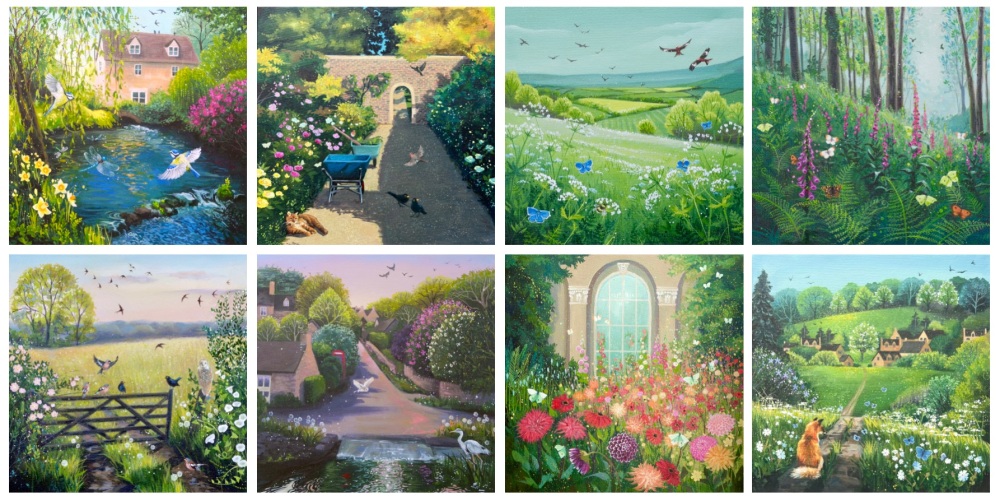 Spring 2025 Cotswold seasonal landscape art from Snowy Pheasant Illustration