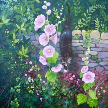 Hollyhocks- PRINT