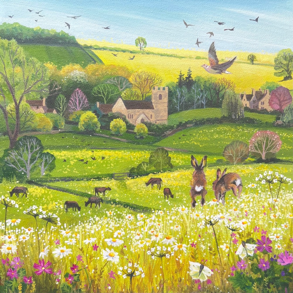 Spring Hares- Original Painting