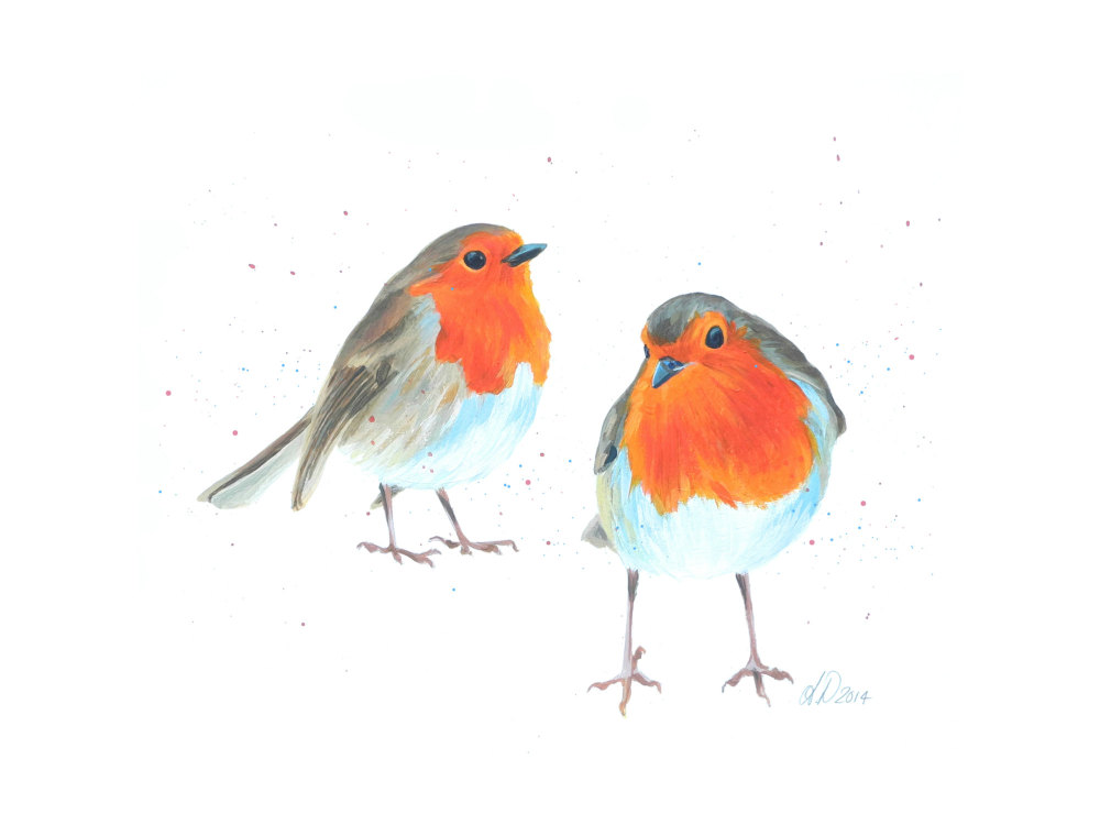 PAIR OF ROBINS