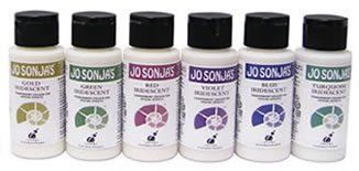 SET 2 - 6 x Jo Sonja 60ml Bottle Iridescent Acrylic Paint + 1 x 237 ml Flow