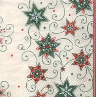 Stars and Swirls Green, 25 x 25cm (31b)