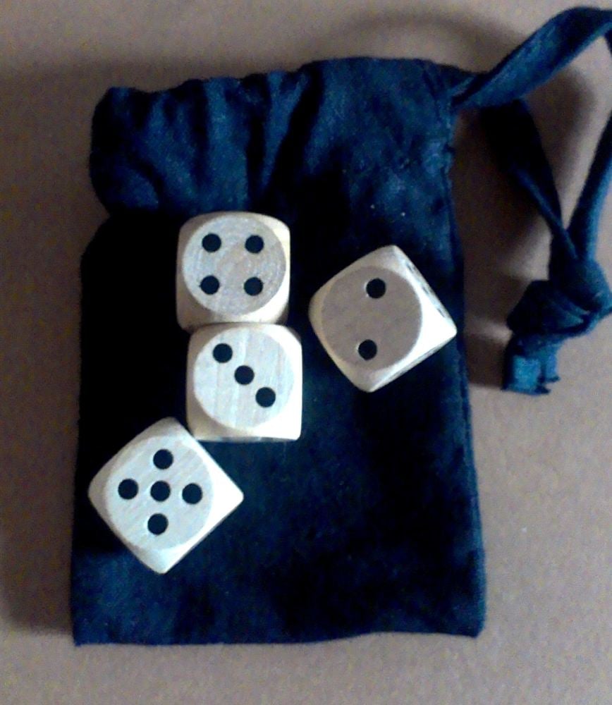 Later historic dice-games set - four modern wood dice