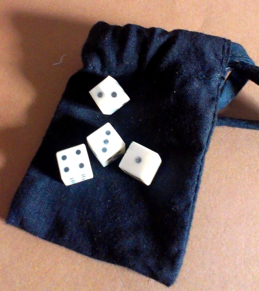 Later historic games set - four solid pip bone dice