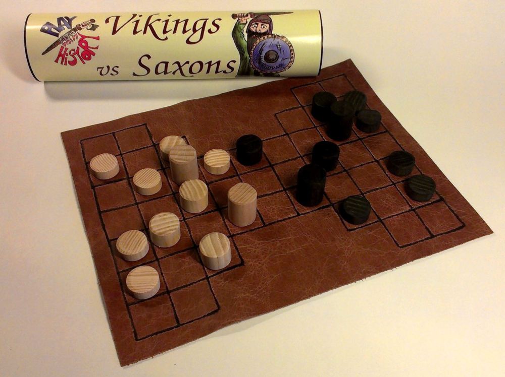 Vikings vs Saxons abstract strategy board game handmade with leather board 