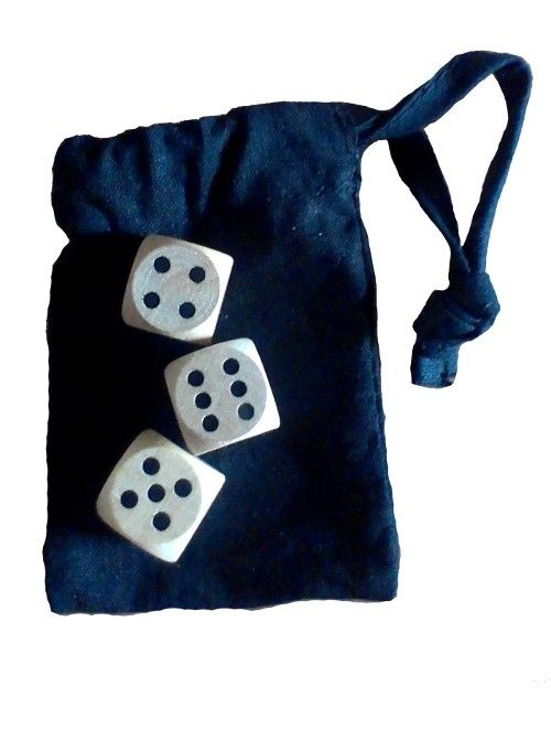 Medieval dice-games set - three modern wood dice
