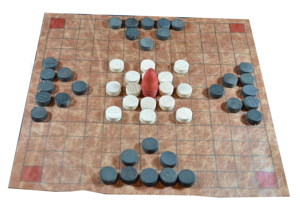 Hnefatafl, large leather version of the 13 x 13 tafl game