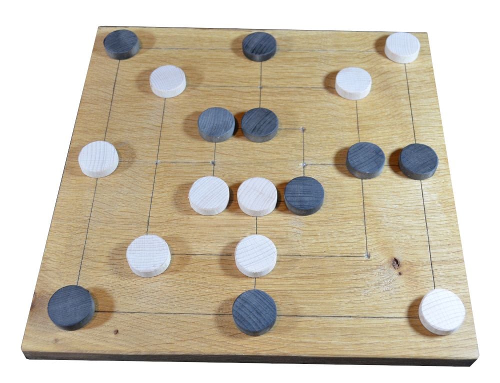 Tudor game board with Nine Men's Morris and Draughts