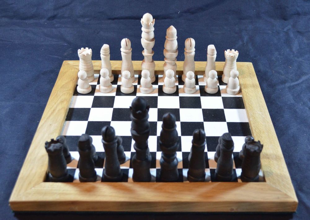 Reproduction eighteenth century chess set shown on one of our our painted c