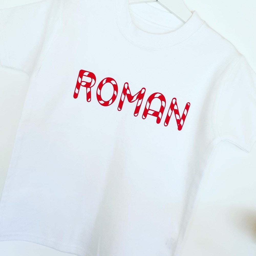 Candy Cane  Name T-shirt 