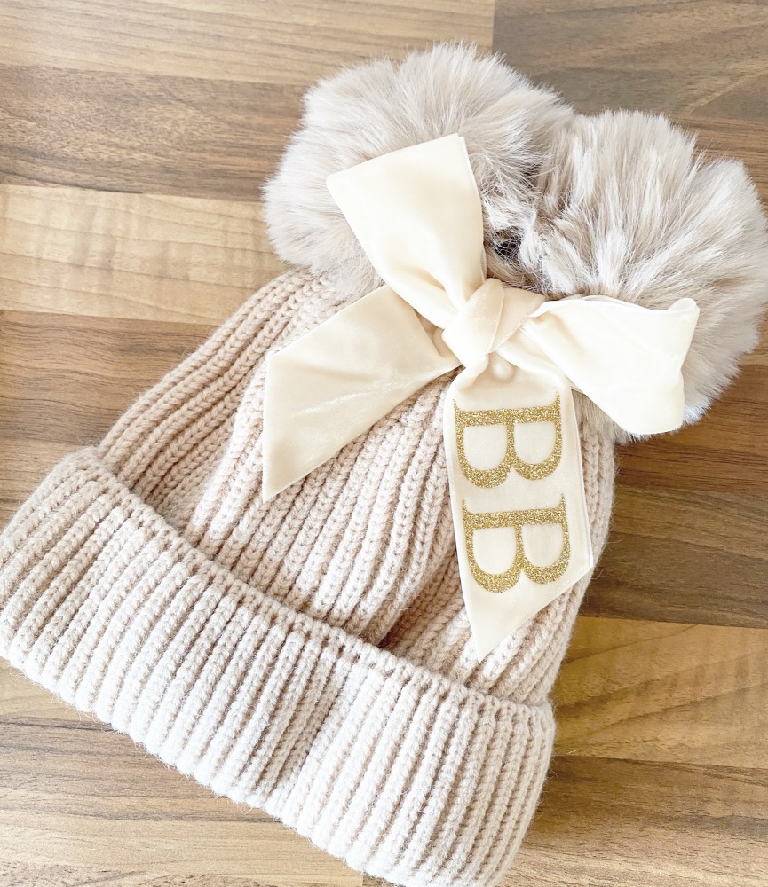 Initial Pom Pom Beanie