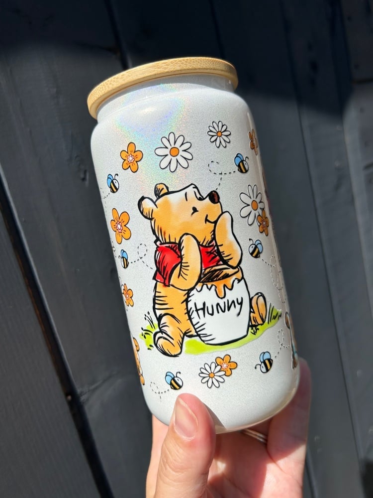 Winnie The Pooh Iridescent 16oz Glass Can