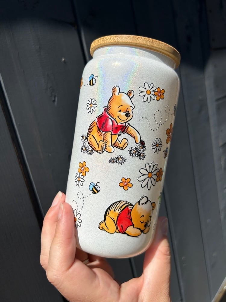 Winnie The Pooh Iridescent 16oz Glass Can