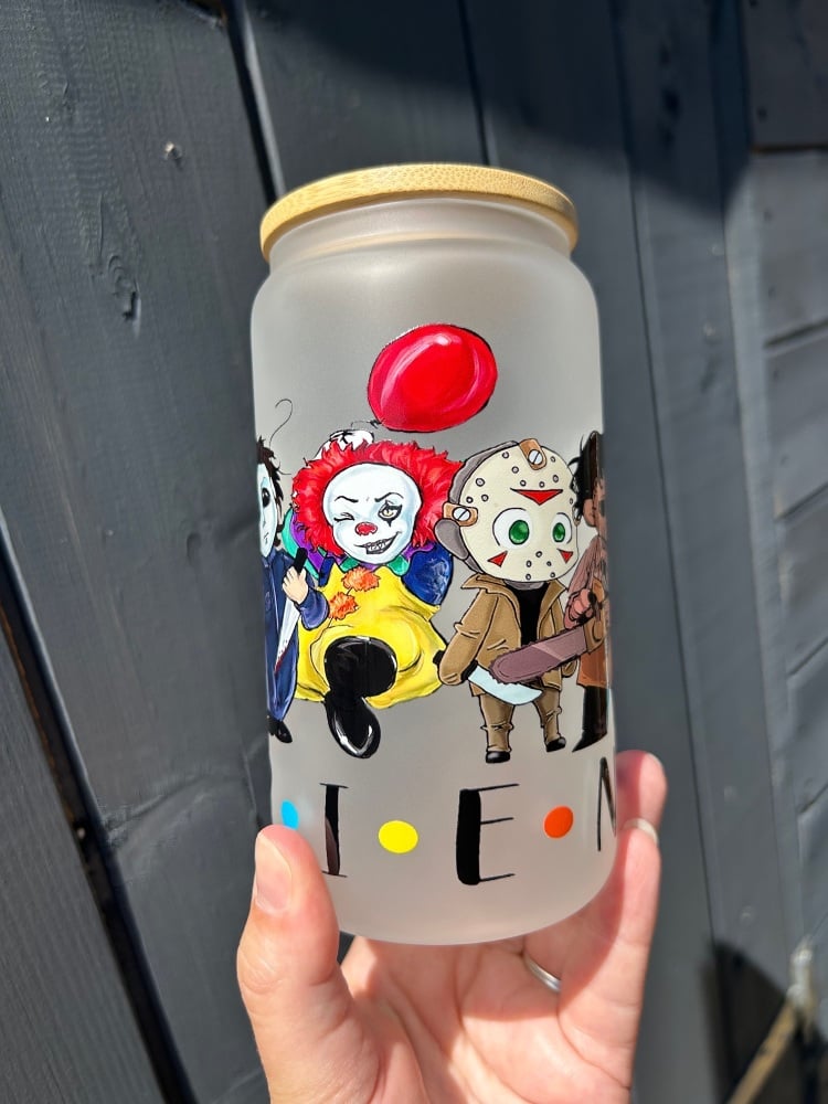 Scary Friends 16oz Frosted Glass Can