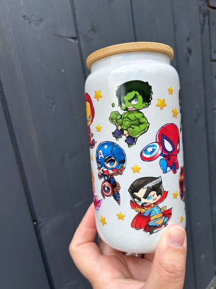 Superhero Iridescent 16oz Glass Can