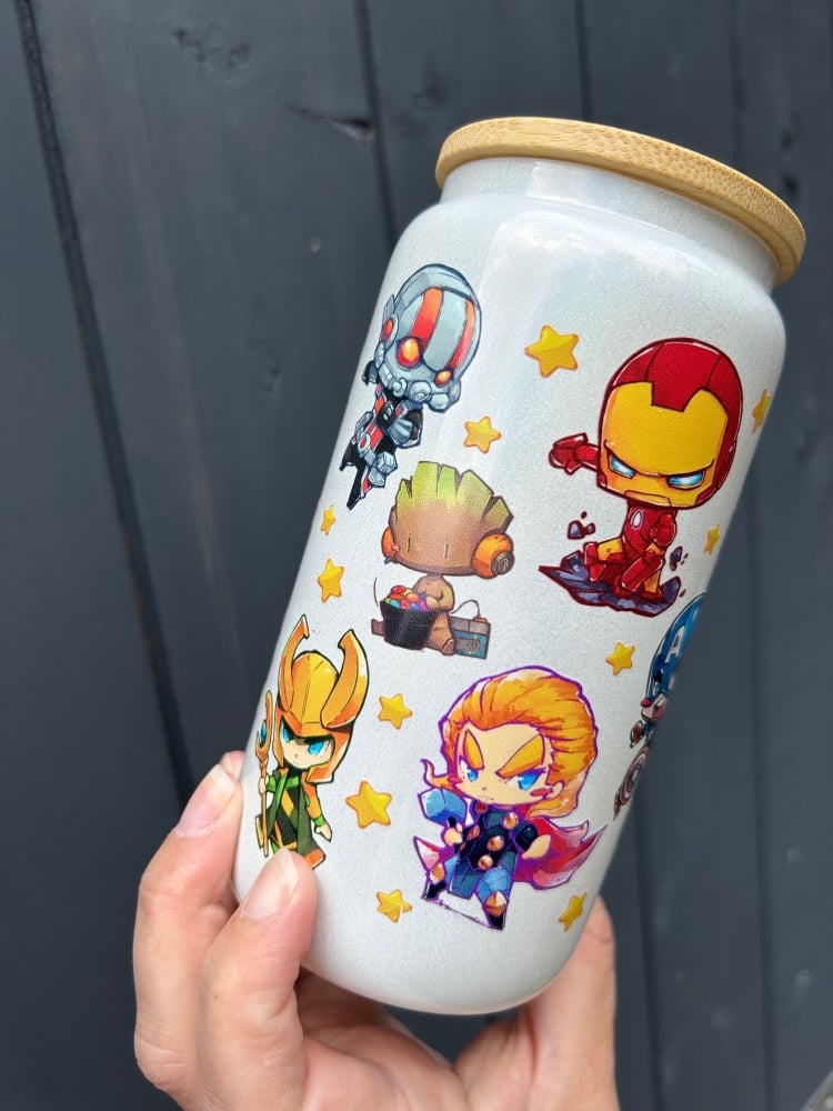 Superhero Iridescent 16oz Glass Can