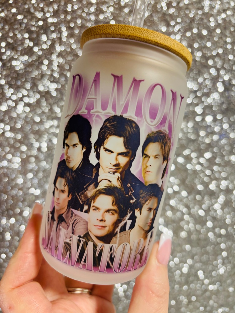 Damon Salvatore 16oz Glass Can