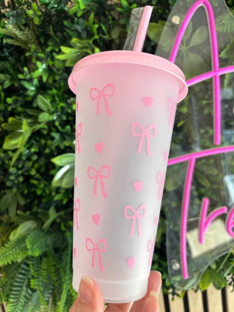 Pink Bow Cold Cup