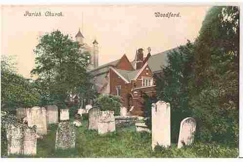 Woodford Parish Church - Early 1900s Postcard