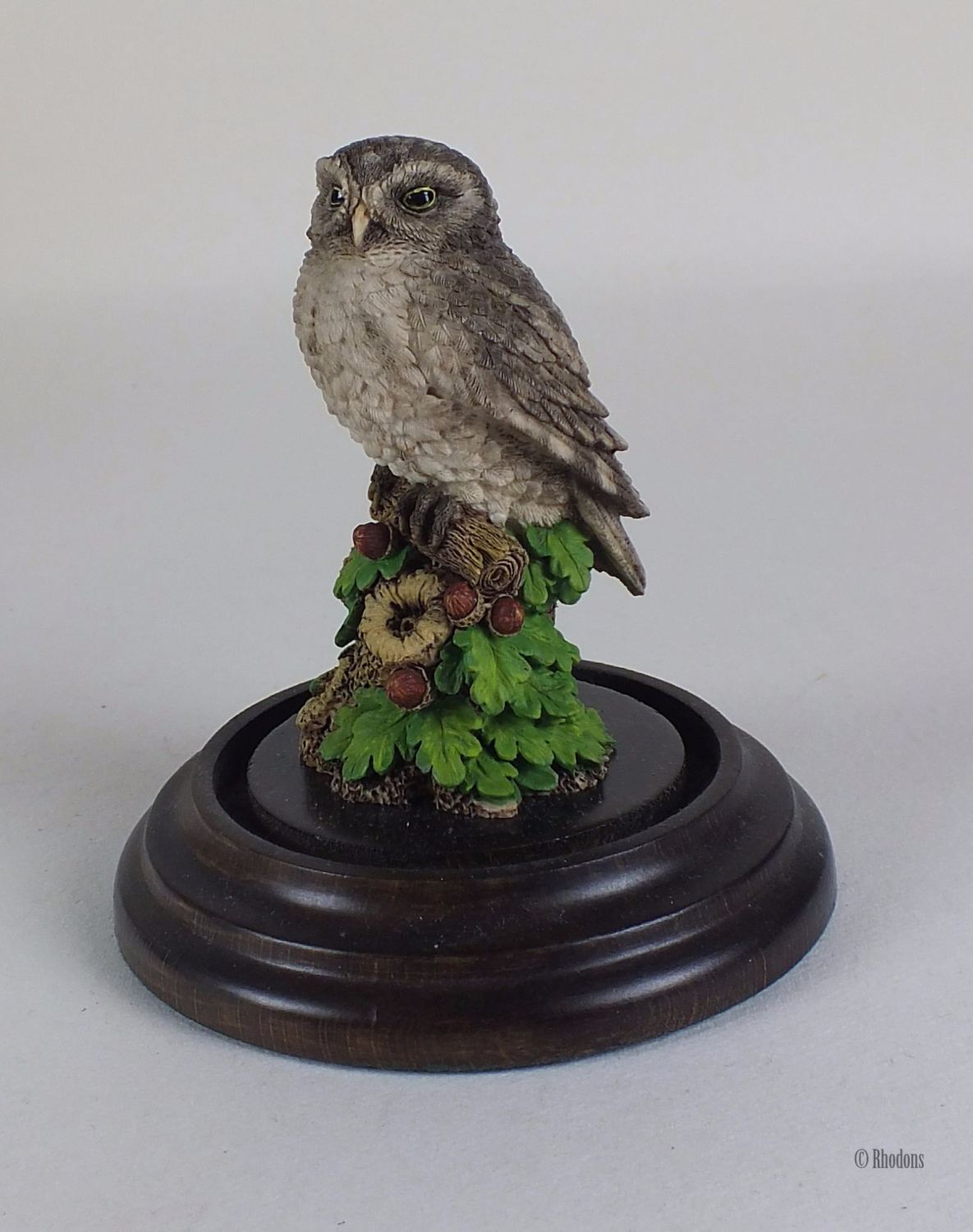 Owl Figurine By Country Artists / Stephen Langford, With Glass Dome