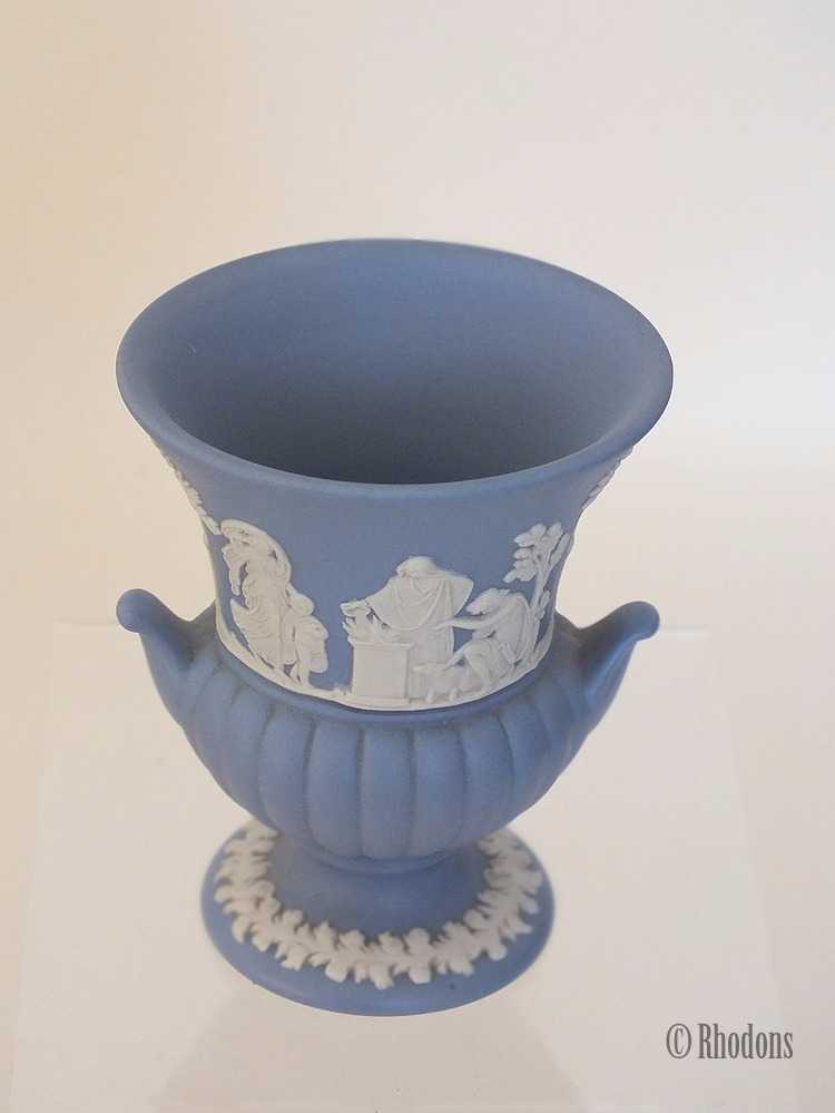 Wedgwood Blue & White Jasperware Urn Vase