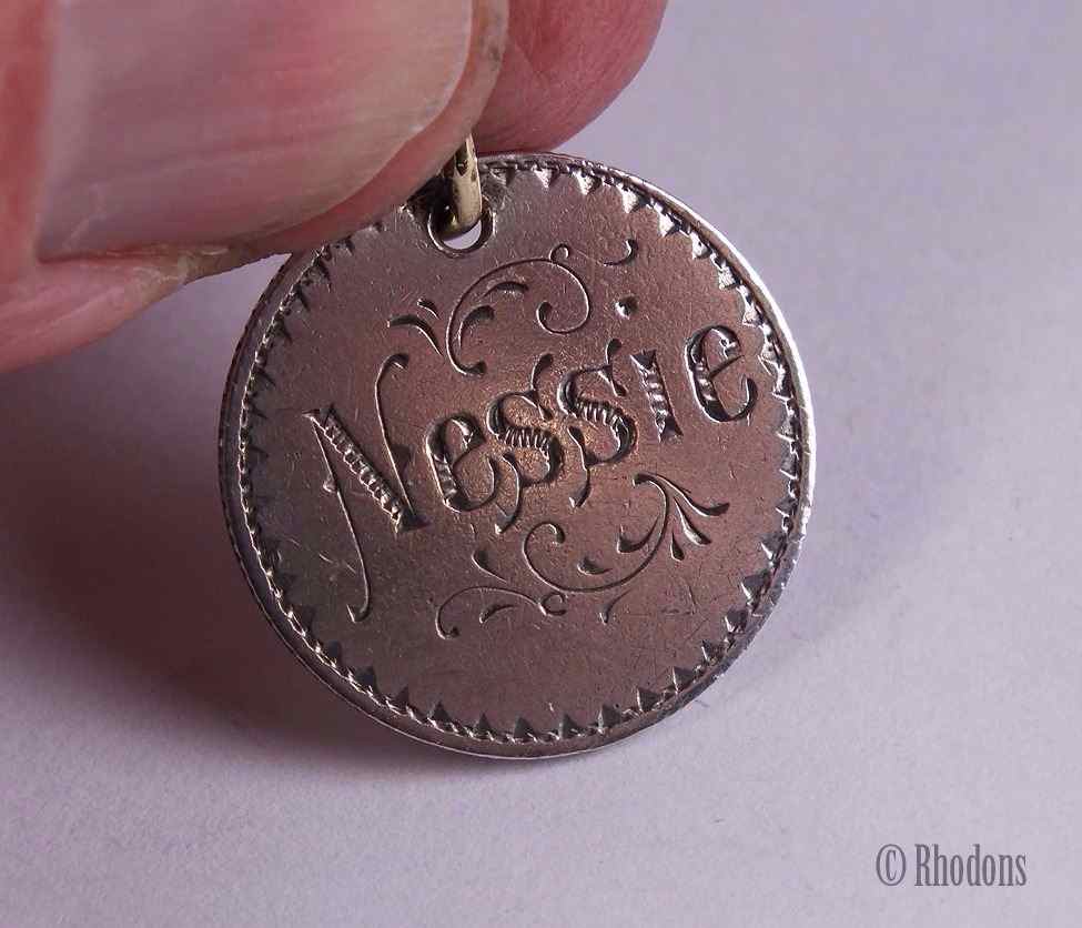 Queen Victoria Silver Coin Pendant Fob Charm / Bracelet Charm - 'Nessie'