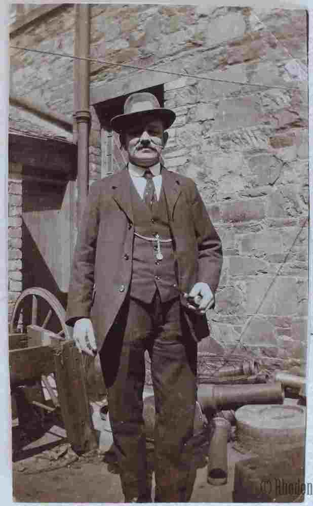 Old Photo - Gentleman With Hat Standing In Industrial Yard - Circa 1930/40s