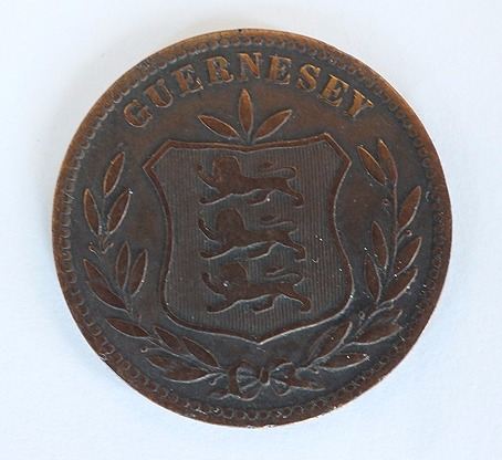 Guernsey 8 Doubles Copper Coin, 1893