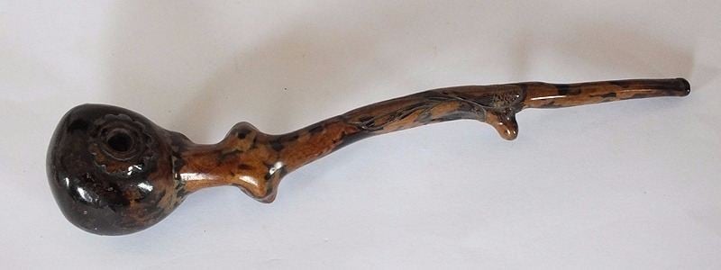 Carved Wood Cheroot Holder With Figural Bird Design, Early 1900s