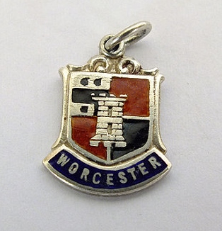 Silver & Enamel Travel Shield Bracelet Charm, Worcester