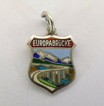 Silver & Enamel Travel Shield Bracelet Charm For Europabrücke 