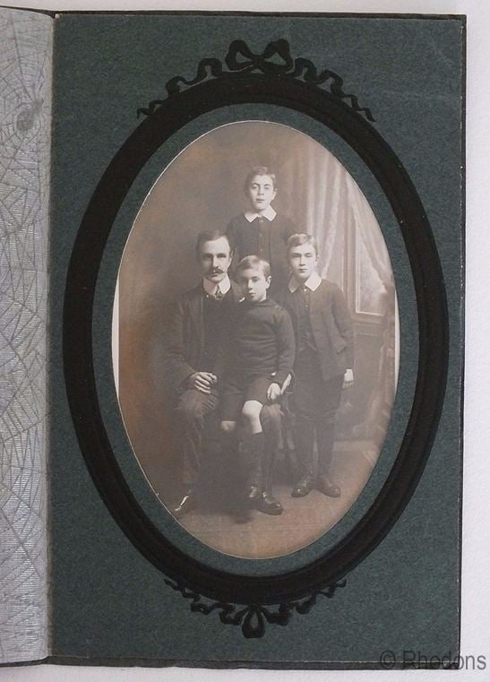 Original Photo Postcard, Group Portrait, Father & Sons - Early 1900s