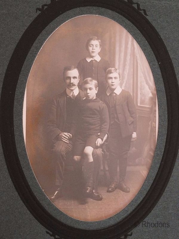 Original Photo Postcard, Group Portrait, Father & Sons