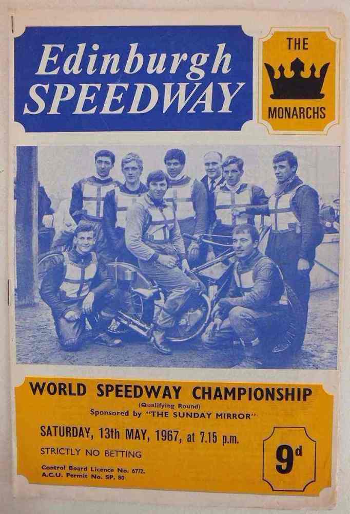 Edinburgh Speedway Programme, World Speedway Championship, May 13 1967