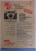 Kodak Retina Automatic II Camera, 1960/70s Photographic Magazine Advertising